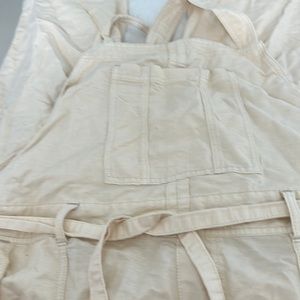 Free people overalls, cream colored twill, size L